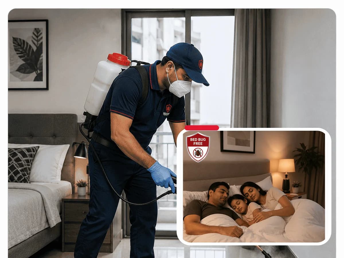 Inspection of common bed bug hiding places in bedroom furniture