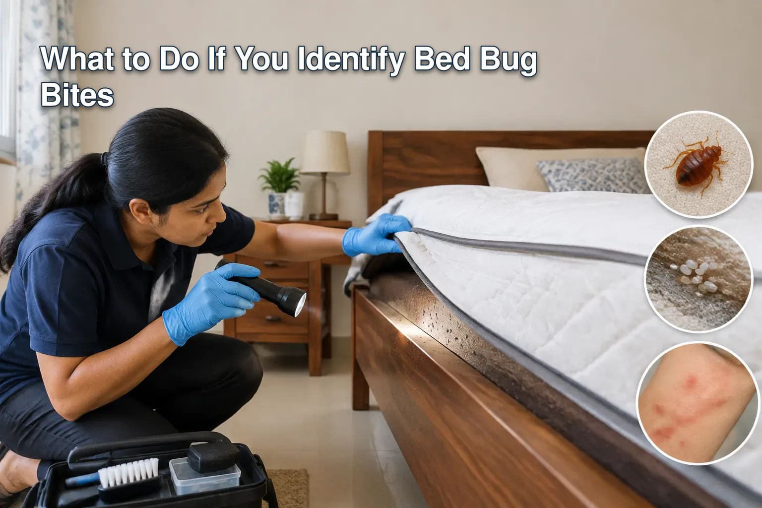 Diagram showing inspection points on a mattress and bed frame