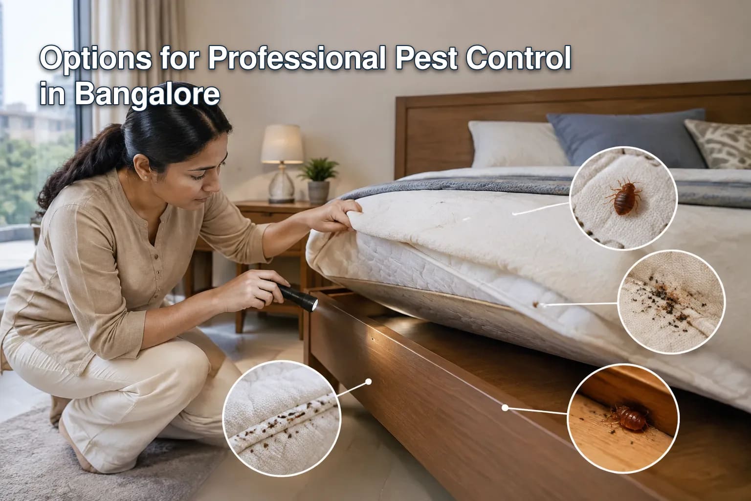 Diagram of bed bug hiding places in a bedroom