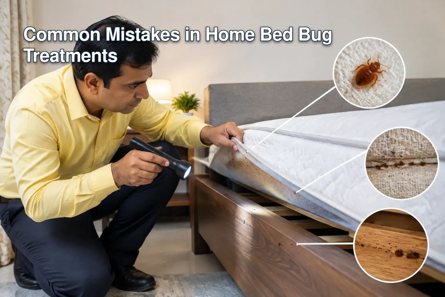 Diagram showing inspection points on a mattress and bed frame
