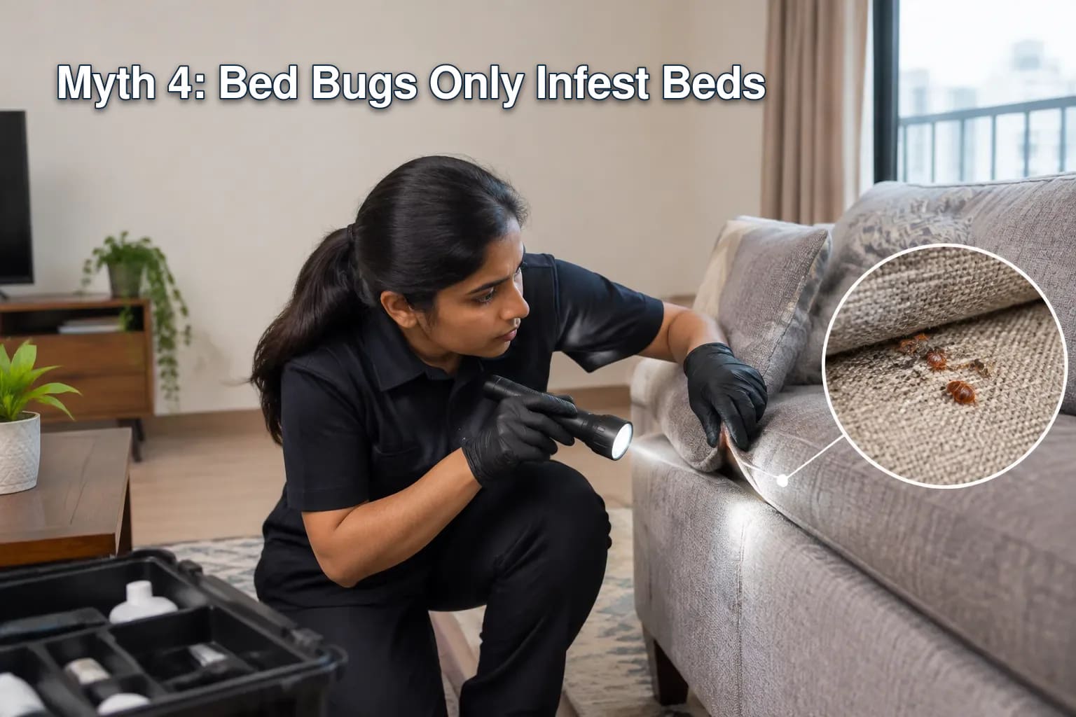 Illustration of bed bug hiding spots besides beds.