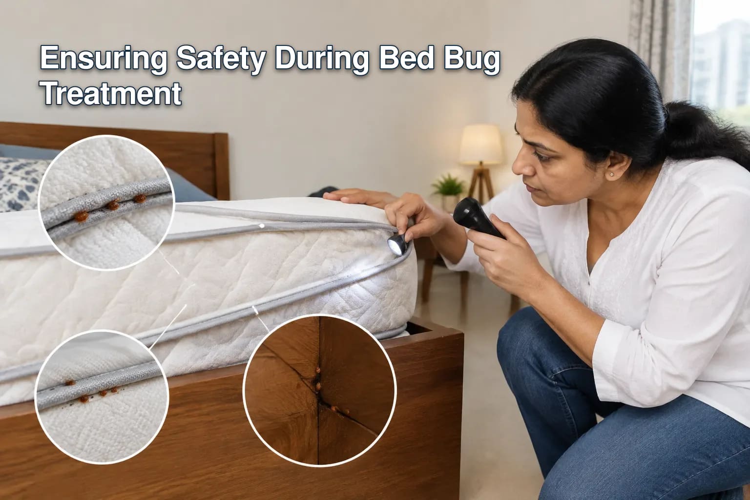 Inspection points along mattress seams, piping and bed-frame joints