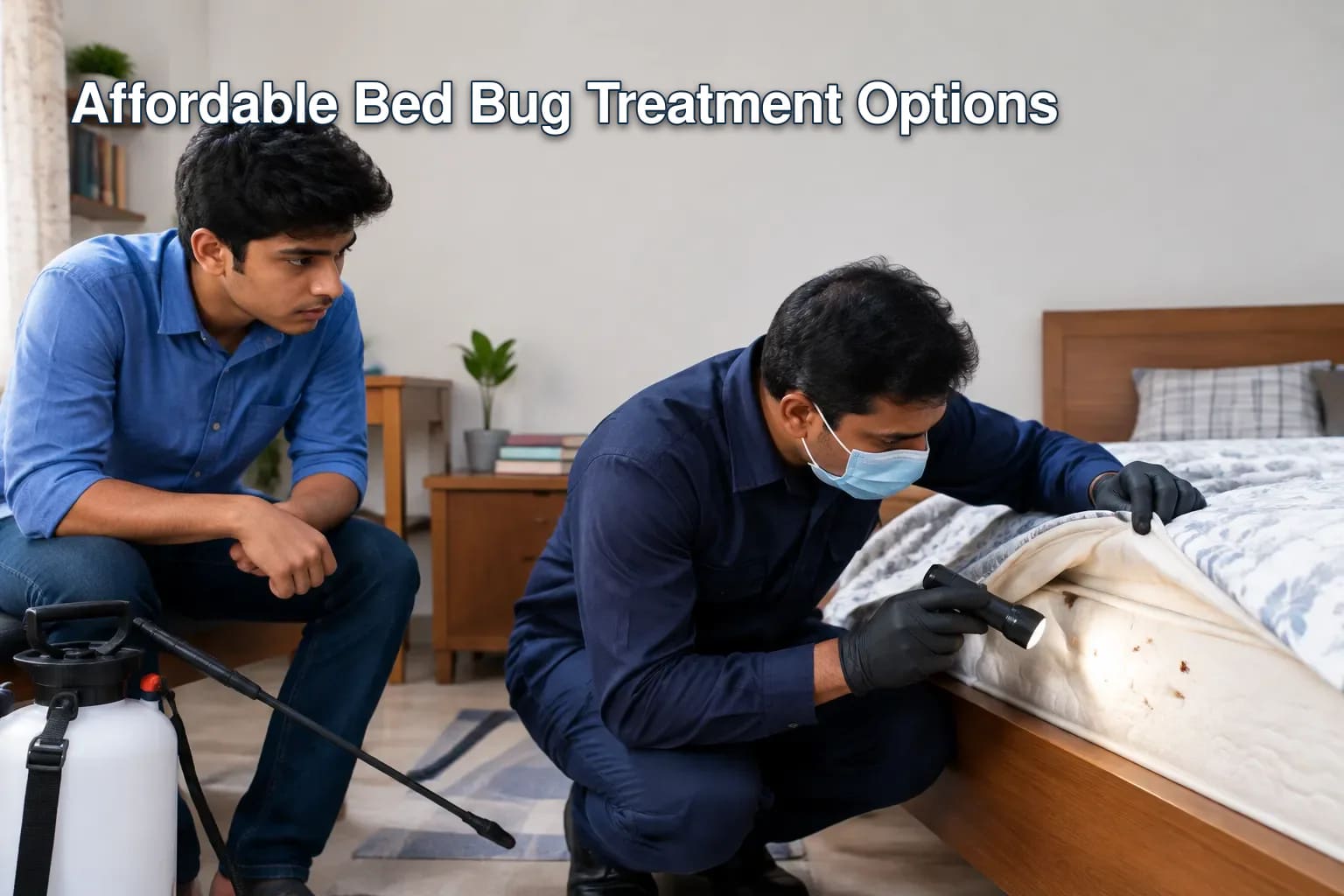 Images showing different bed bug extermination methods.