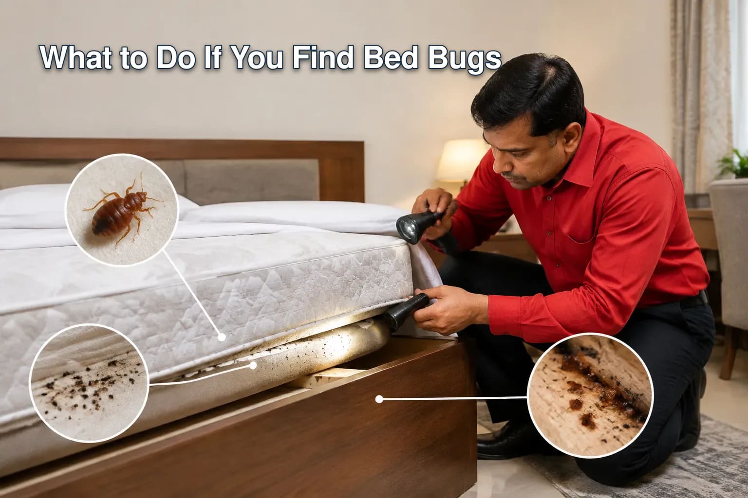 Diagram showing inspection points on a mattress and bed frame