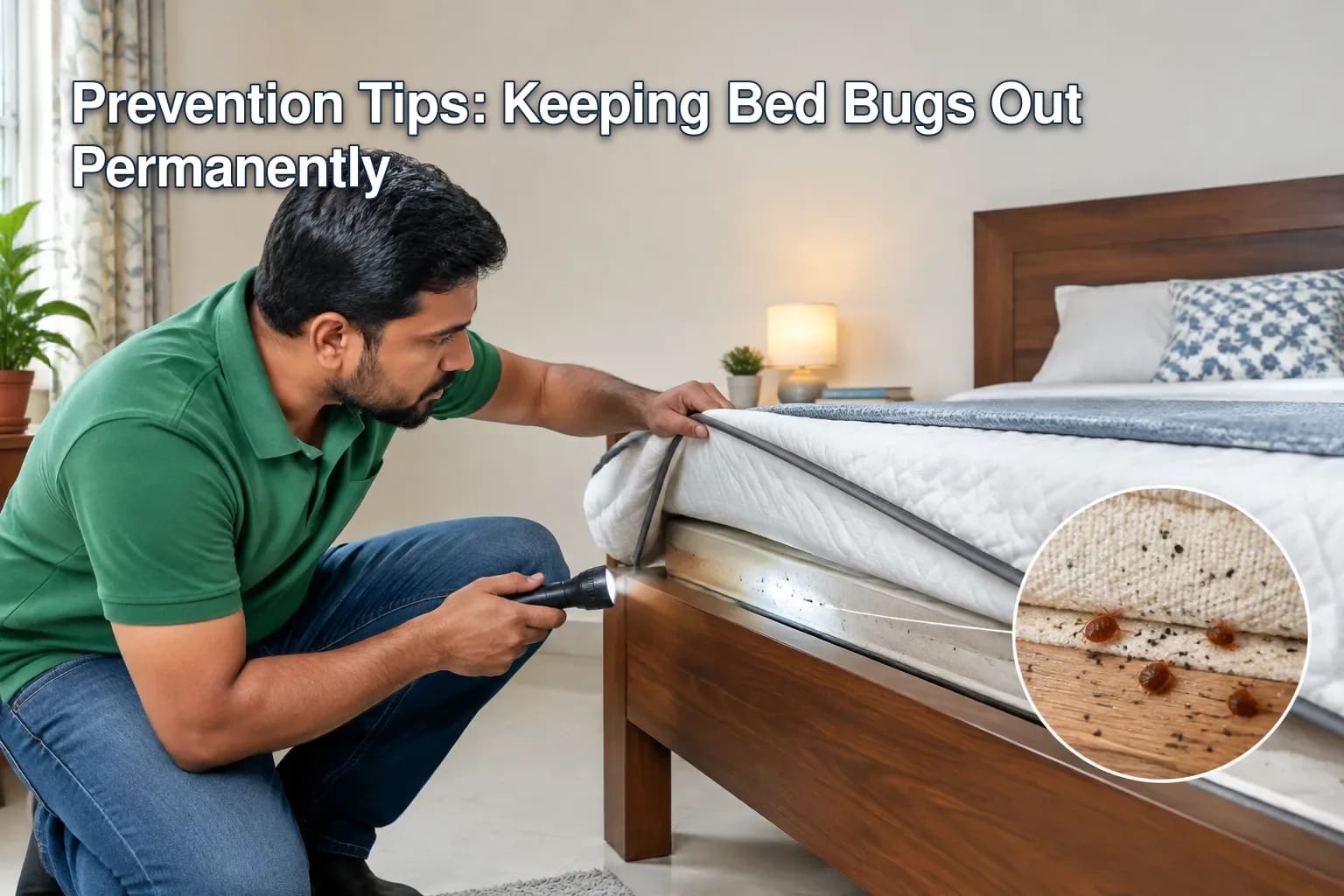 Diagram showing inspection points on a mattress and bed frame