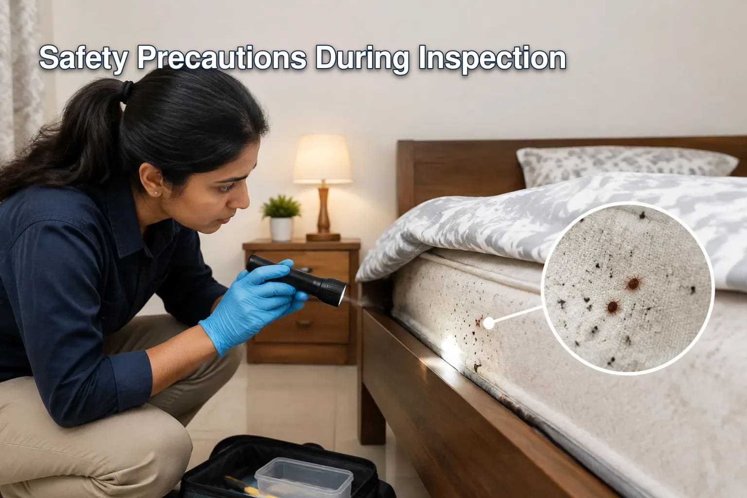 Safety Precautions During Inspection — Room-by-Room Bed Bug Inspection Guide for Indian Homes