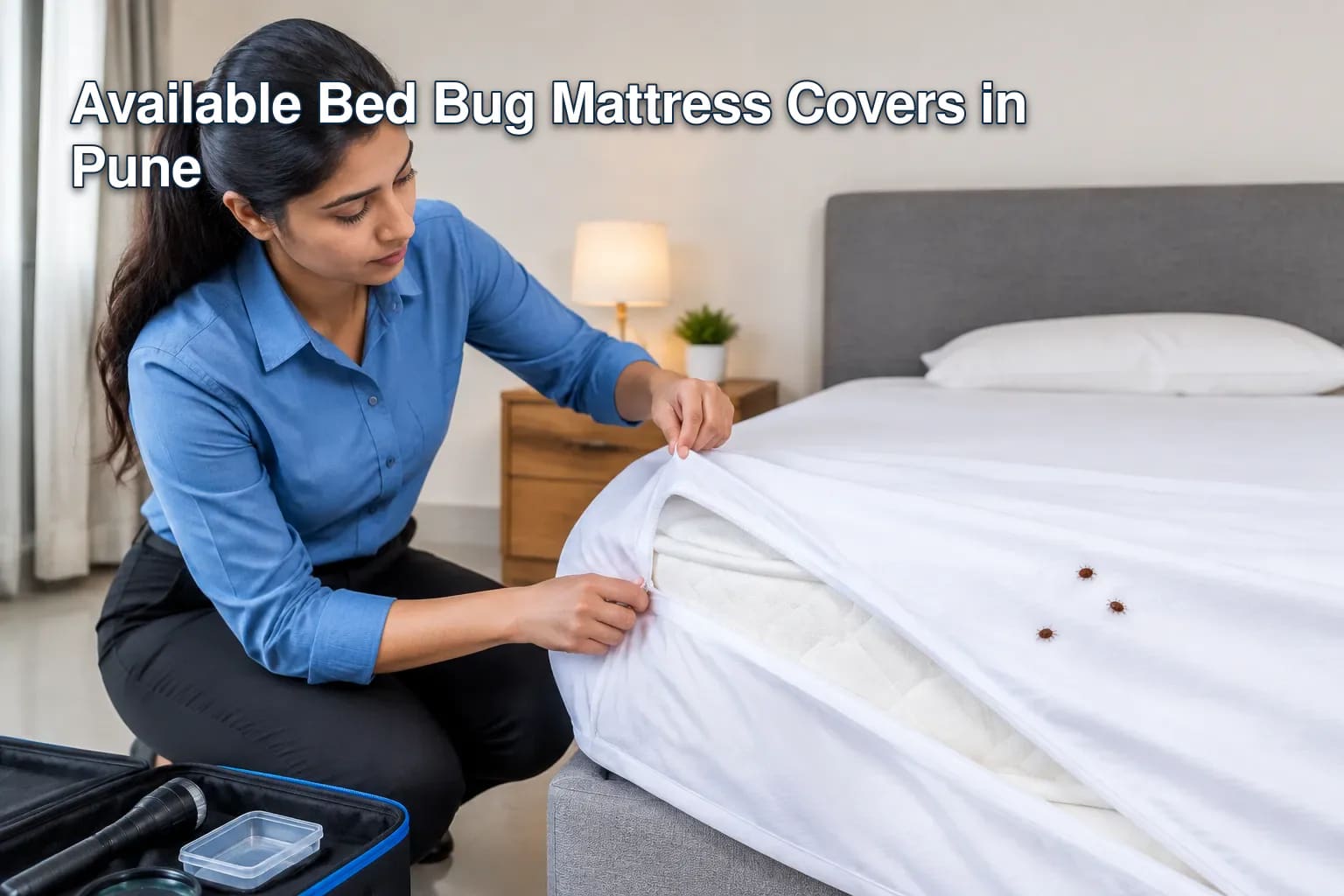 Diagram of how a bed bug mattress cover works.
