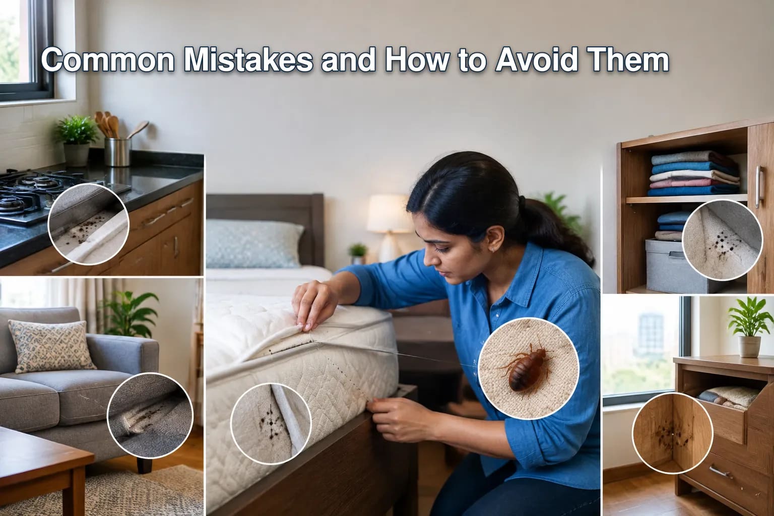 Infographic of bed bug prevention tips for each room