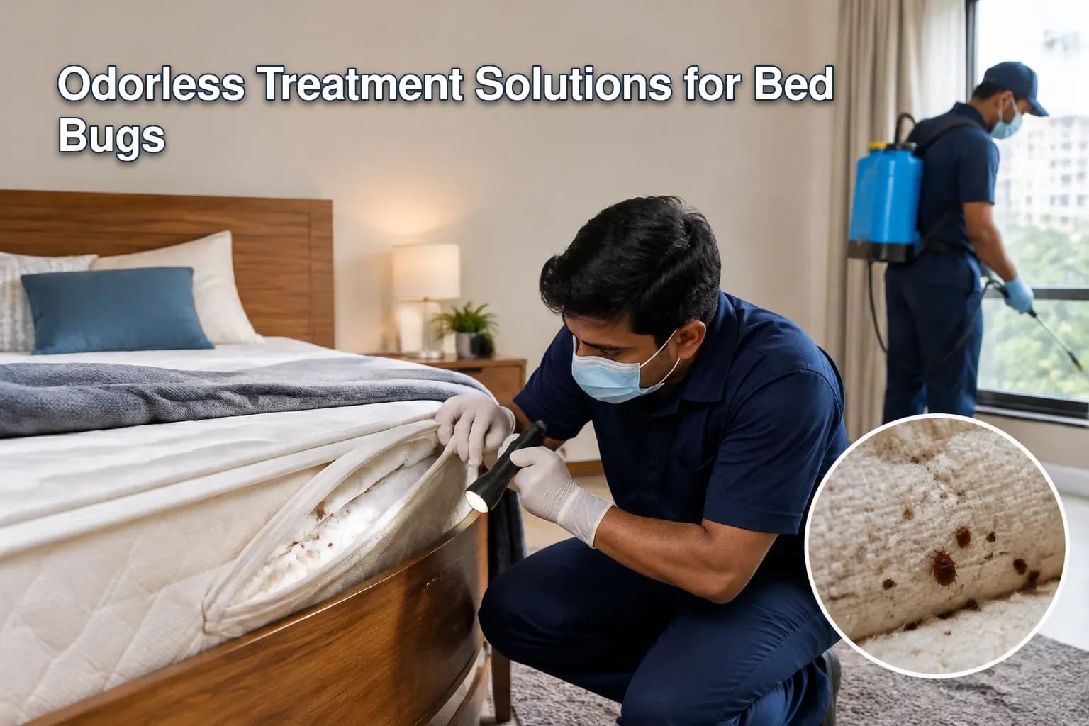Infographic showing steps in professional bed bug treatment process