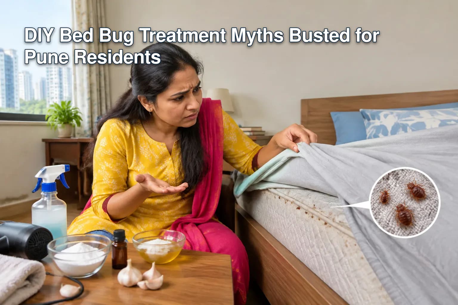 Aerial view of residential areas in Pune, India showing potential bed bug infestation sites.