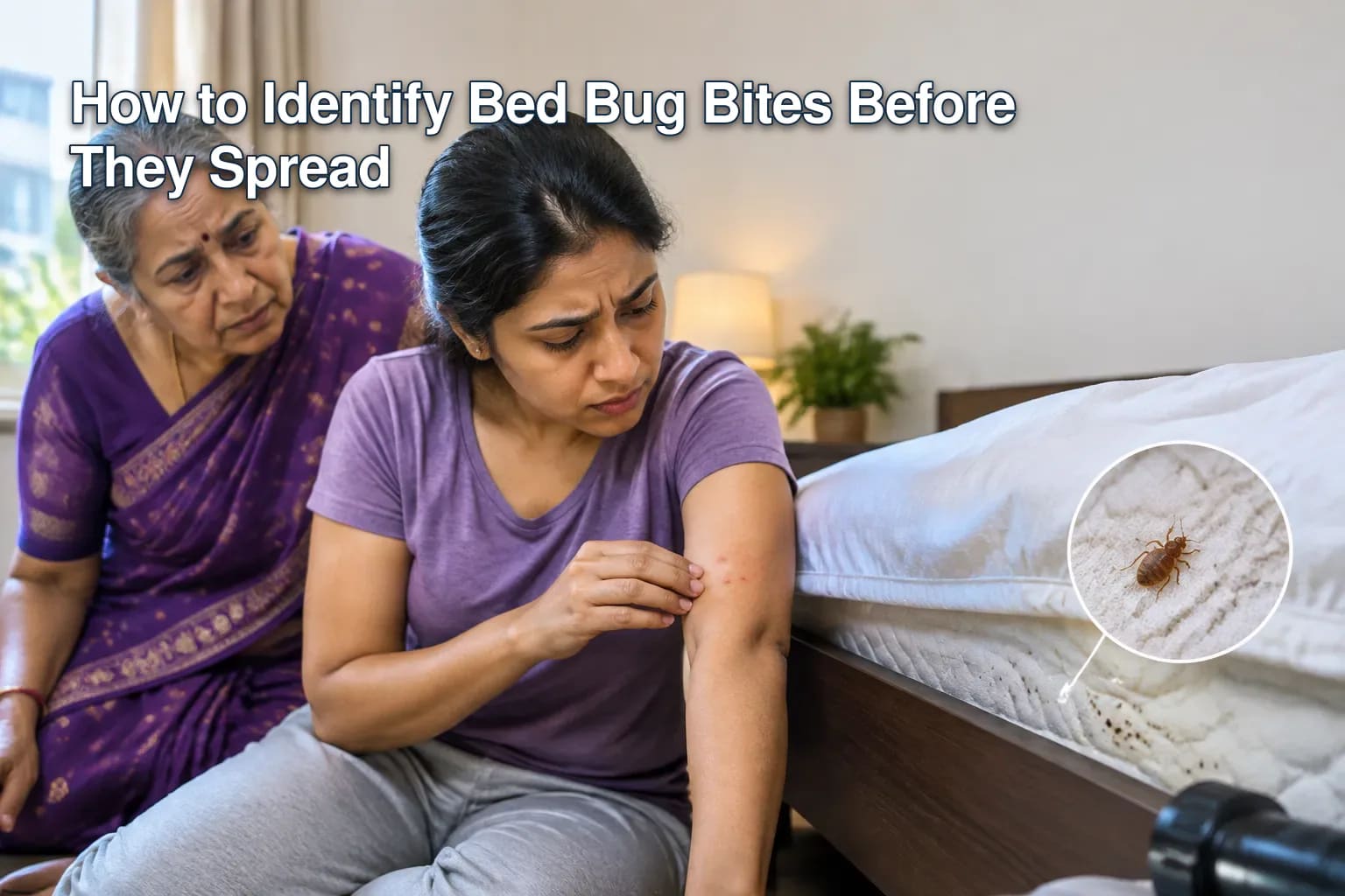 Red, swollen bed bug bites in a cluster on human skin