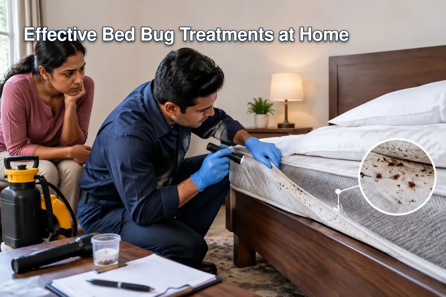 Illustration of bed bugs in a mattress.
