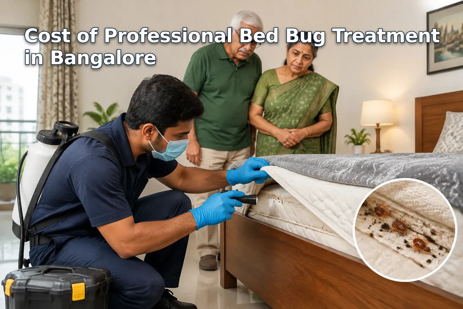 Comparison of bed bug treatment methods and costs in Bangalore.