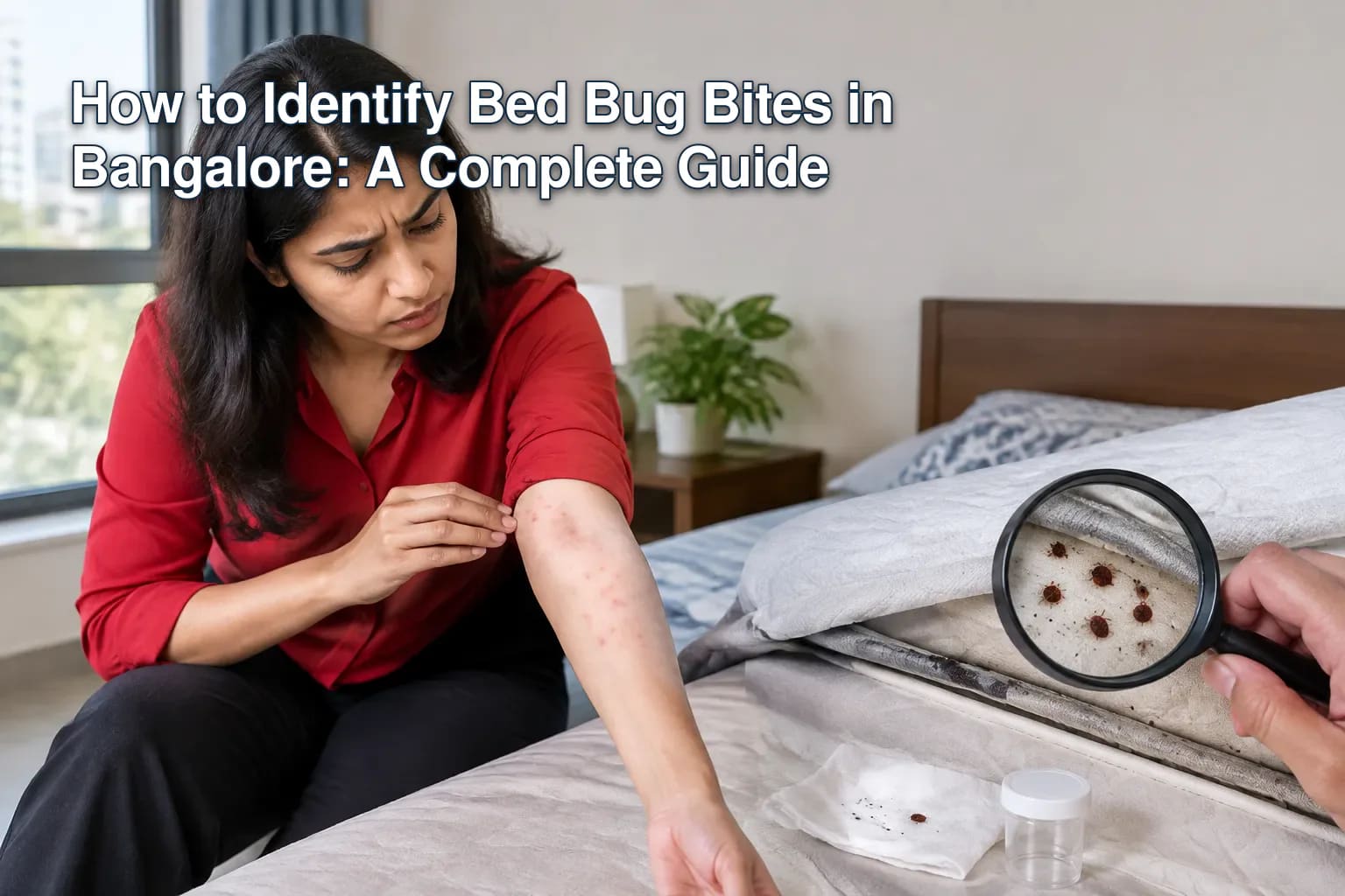 Close-up of bed bug bites showing cluster patterns.